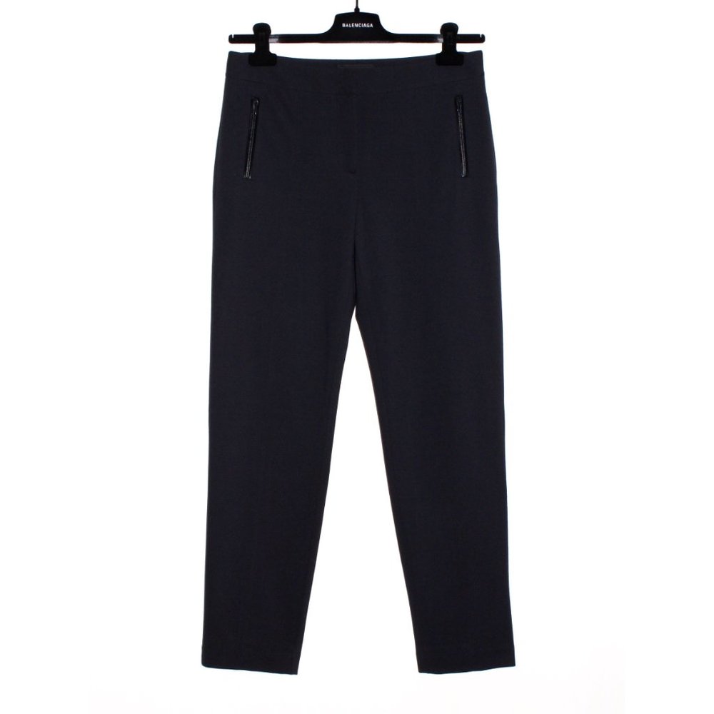 Talbots Dark Navy Leather Trim Stretch Ankle Pants